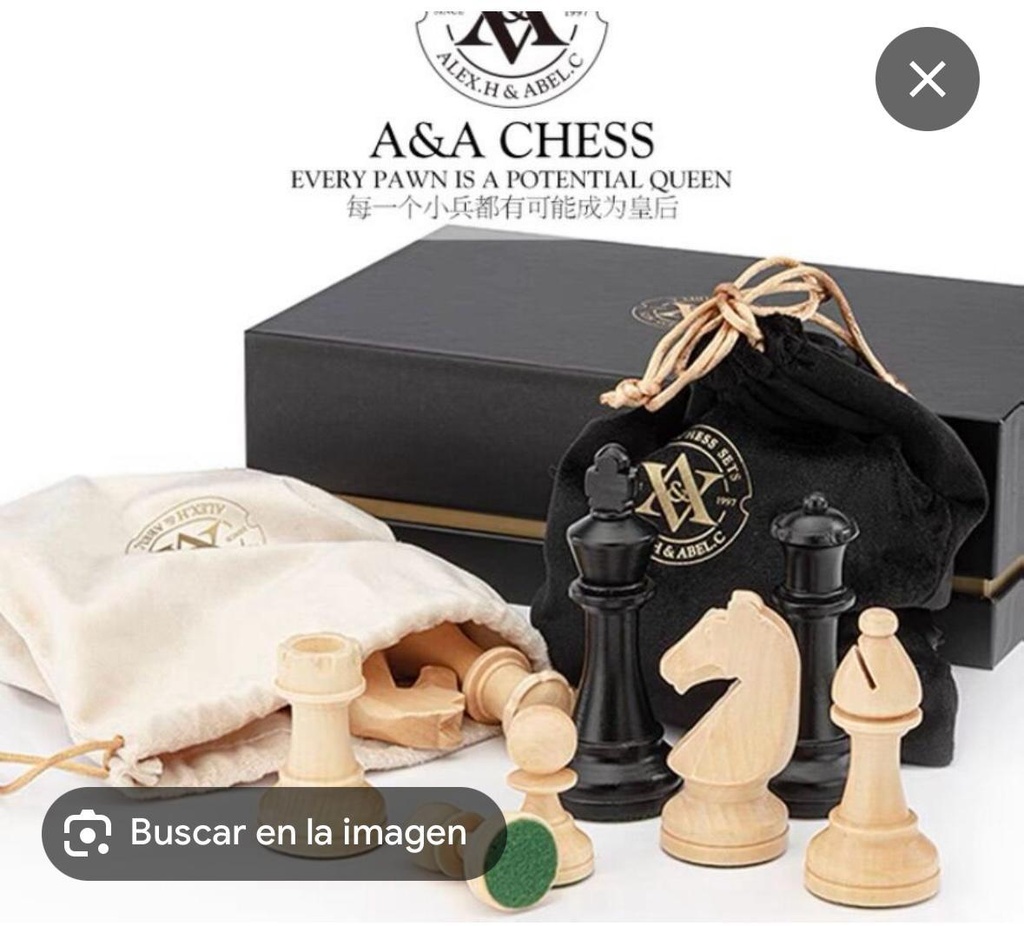 A&A Premium Staunton Wooden Chess Pieces W/ 2 Extra Queen - King Height 3.75"/9.5cm
